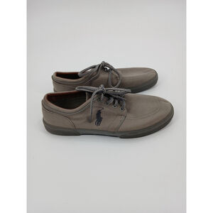 Polo Ralph Lauren Mens Faxon Low Top Olive Gray Canvas Sneaker Shoe Size 10D